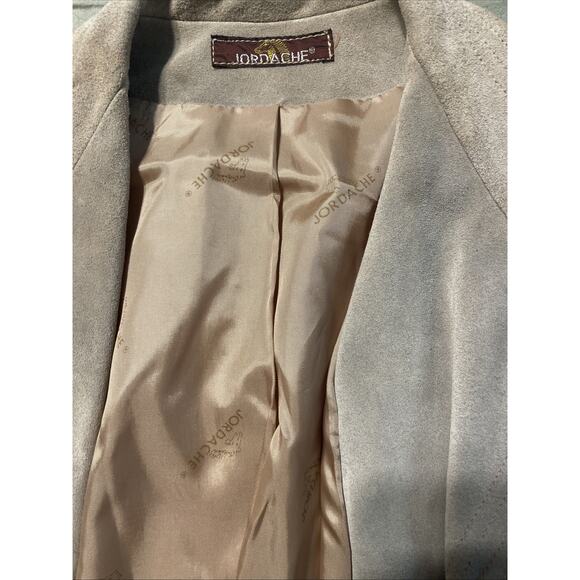 Jordache 100% Suede Tan Beige Blazer Jacket Womans Size 12 Vintage - Picture 3 of 4